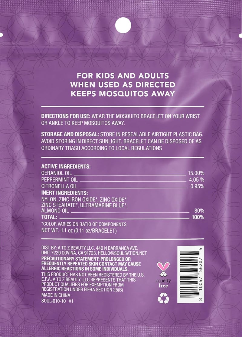 SOULSATION 10 Pack Mosquito Repellent Bracelets Microfiber - for Kids & Adults, Natural DEET-Free - Image 4